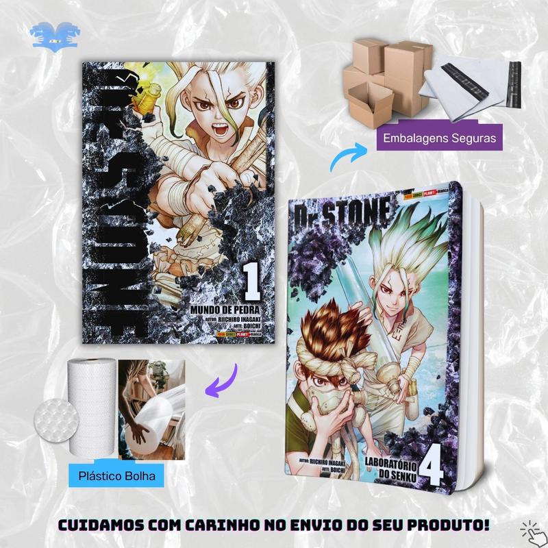 Dr. Stone Mangá KIT Volume 1 Ao 4 em Português Novo Lacrado